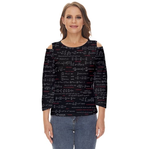 Black Background With Text Overlay Digital Art Mathematics Cut Out Wide Sleeve Top by Jancukart