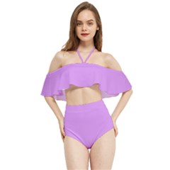 Bright Lilac Pink	 - 	halter Flowy Bikini Set by ColorfulSwimWear
