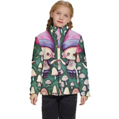 Toadstool Mushrooms Kids  Puffer Bubble Jacket Coat by GardenOfOphir