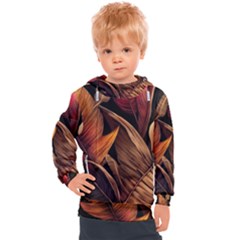 Ai Generated Leaves Tropical Palm Kids  Hooded Pullover by Ravend