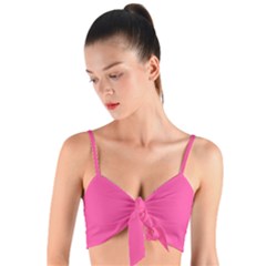 Brilliant Rose Pink	 - 	woven Tie Front Bralet by ColorfulSwimWear