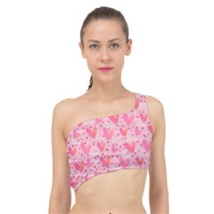Valentine Romantic Love Watercolor Pink Pattern Texture Spliced Up Bikini Top  by Ravend