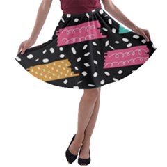 Arts Pattern Design Wallpaper Background Print A-line Skater Skirt by Ravend