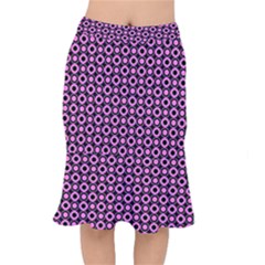 Pink Donuts Pink Filling On Black Short Mermaid Skirt by Mazipoodles