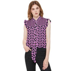 Pink Donuts Pink Filling On Black Frill Detail Shirt by Mazipoodles