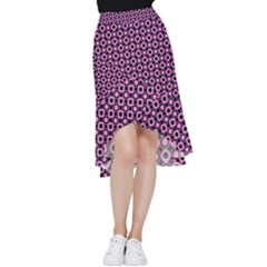 Pink Donuts Pink Filling On Black Frill Hi Low Chiffon Skirt by Mazipoodles
