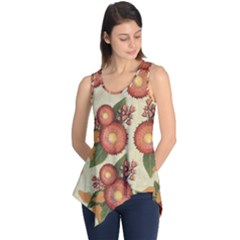 Flowers Leaves Pattern Flora Botany Drawing Art Sleeveless Tunic by Ravend