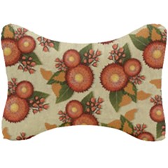 Flowers Leaves Pattern Flora Botany Drawing Art Seat Head Rest Cushion by Ravend