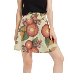 Flowers Leaves Pattern Flora Botany Drawing Art Waistband Skirt by Ravend