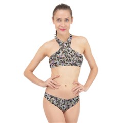 Mystic Geometry Abstract Print High Neck Bikini Set by dflcprintsclothing