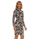 Mystic Geometry Abstract Print Long Sleeve Shirt Collar Bodycon Dress View3