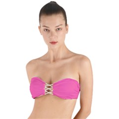Brilliant Rose Pink	 - 	twist Bandeau Bikini Top by ColorfulSwimWear
