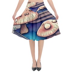 Mushroom Cloud Legerdemain Portobello Warlock Flared Midi Skirt by GardenOfOphir