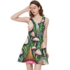 Flowery Garden Nature Woodsy Mushroom Inside Out Racerback Dress by GardenOfOphir