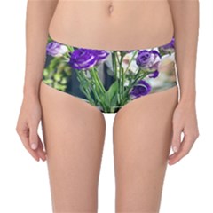 Cute Flower Wallpaper Mid-waist Bikini Bottoms by artworkshop