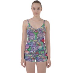 Vintage Mushroom Garden Tie Front Two Piece Tankini by GardenOfOphir