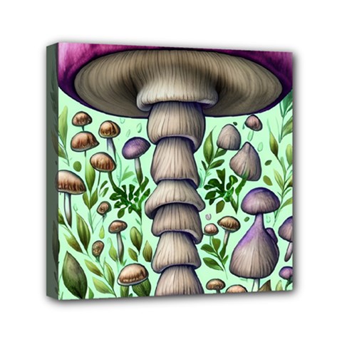 Forest Mushrooms Mini Canvas 6  X 6  (stretched) by GardenOfOphir