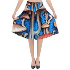 Whimsical Mushroom Flared Midi Skirt by GardenOfOphir