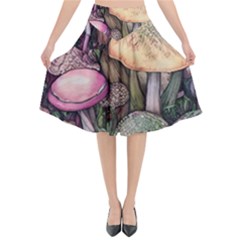 Mushroom Magic Flared Midi Skirt by GardenOfOphir