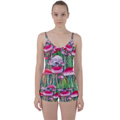 Forest Mushrooms Tie Front Two Piece Tankini by GardenOfOphir