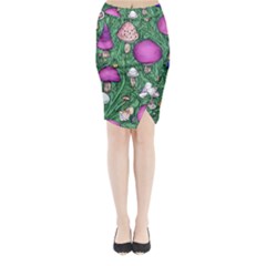 Woodsy Pottery Forest Mushroom Foraging Midi Wrap Pencil Skirt by GardenOfOphir