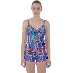 Tiny Toadstools Tie Front Two Piece Tankini by GardenOfOphir