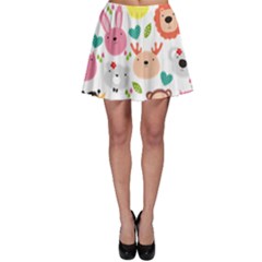 Cute Animals Cartoon Seamless Background Skater Skirt by Jancukart