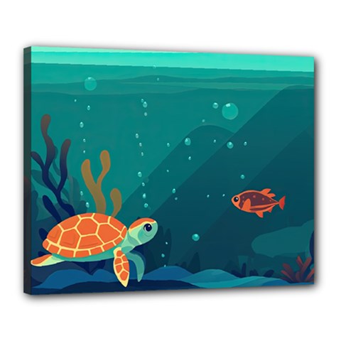 Ai Generated Ocean Sea Fish Aquatic Water Nature 5 Canvas 20  X 16  (stretched) by Pakemis