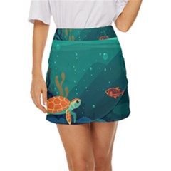 Ai Generated Ocean Sea Fish Aquatic Water Nature 5 Mini Front Wrap Skirt by Pakemis