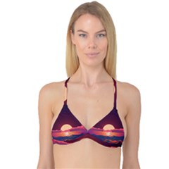 Sunset Ocean Beach Water Tropical Island Vacation 5 Reversible Tri Bikini Top by Pakemis