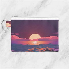 Sunset Ocean Beach Water Tropical Island Vacation 5 Canvas Cosmetic Bag (medium) by Pakemis