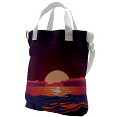 Sunset Ocean Beach Water Tropical Island Vacation 5 Canvas Messenger Bag by Pakemis