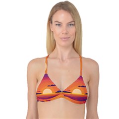 Sunset Ocean Beach Water Tropical Island Vacation Landscape Reversible Tri Bikini Top by Pakemis