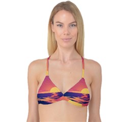 Sunset Ocean Beach Water Tropical Island Vacation Reversible Tri Bikini Top by Pakemis