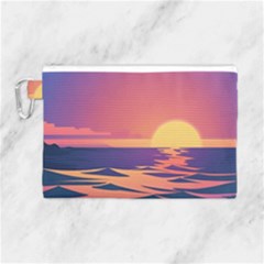 Sunset Ocean Beach Water Tropical Island Vacation Canvas Cosmetic Bag (large) by Pakemis