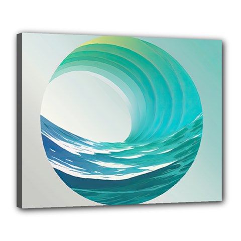 Tsunami Tidal Wave Wave Minimalist Ocean Sea 2 Canvas 20  X 16  (stretched) by Pakemis