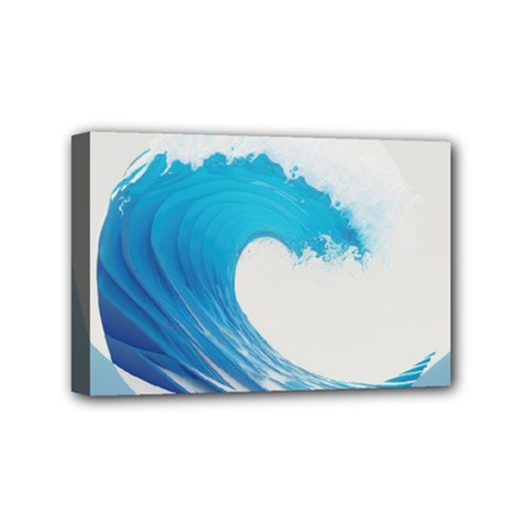 Wave Tsunami Tidal Wave Ocean Sea Water Mini Canvas 6  X 4  (stretched) by Pakemis