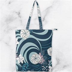 Flowers Pattern Floral Ocean Abstract Digital Art Double Zip Up Tote Bag by Pakemis