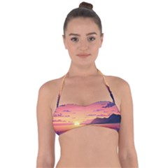 Sunset Ocean Beach Water Tropical Island Vacation 3 Halter Bandeau Bikini Top by Pakemis