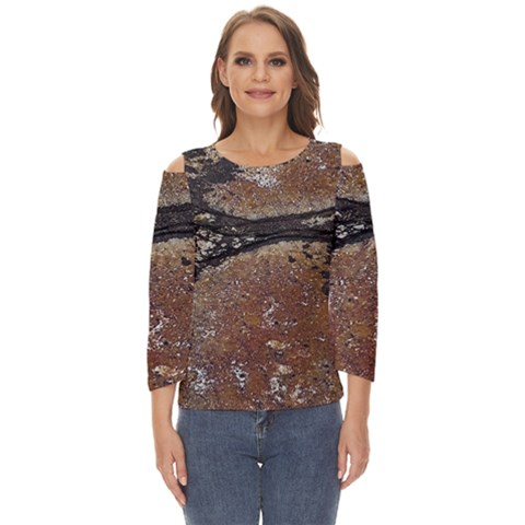 Rustic Charm Abstract Print Cut Out Wide Sleeve Top by dflcprintsclothing