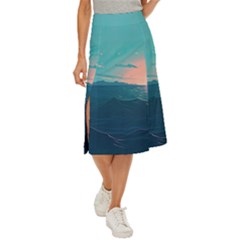 Ai Generated Ocean Sea Water Anime Nautical Midi Panel Skirt by Pakemis