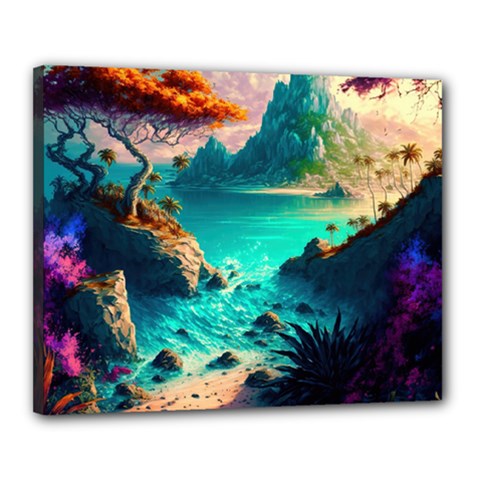 Tropical Paradise Beach Ocean Shore Sea Fantasy Canvas 20  X 16  (stretched) by Pakemis