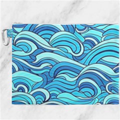 Pattern Ocean Waves Blue Nature Sea Abstract Canvas Cosmetic Bag (xxxl) by Pakemis