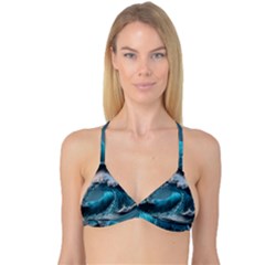 Tsunami Waves Ocean Sea Water Rough Seas 2 Reversible Tri Bikini Top by Pakemis