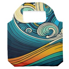 Waves Wave Ocean Sea Abstract Whimsical Abstract Art Premium Foldable Grocery Recycle Bag by Pakemis