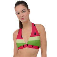 Watermelon Fruit Food Healthy Vitamins Nutrition Halter Plunge Bikini Top by Wegoenart