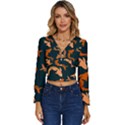 Background Pattern Texture Design Wallpaper Fish Long Sleeve V-Neck Top View1