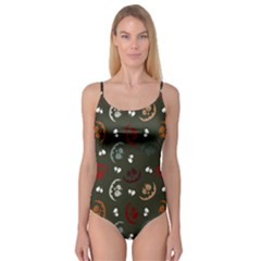 Art Halloween Pattern Creepy Design Digital Papers Camisole Leotard  by Wegoenart