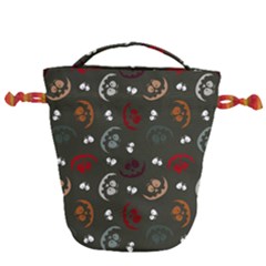 Art Halloween Pattern Creepy Design Digital Papers Drawstring Bucket Bag by Wegoenart