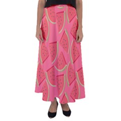 Watermelon Background Watermelon Wallpaper Flared Maxi Skirt by Wegoenart